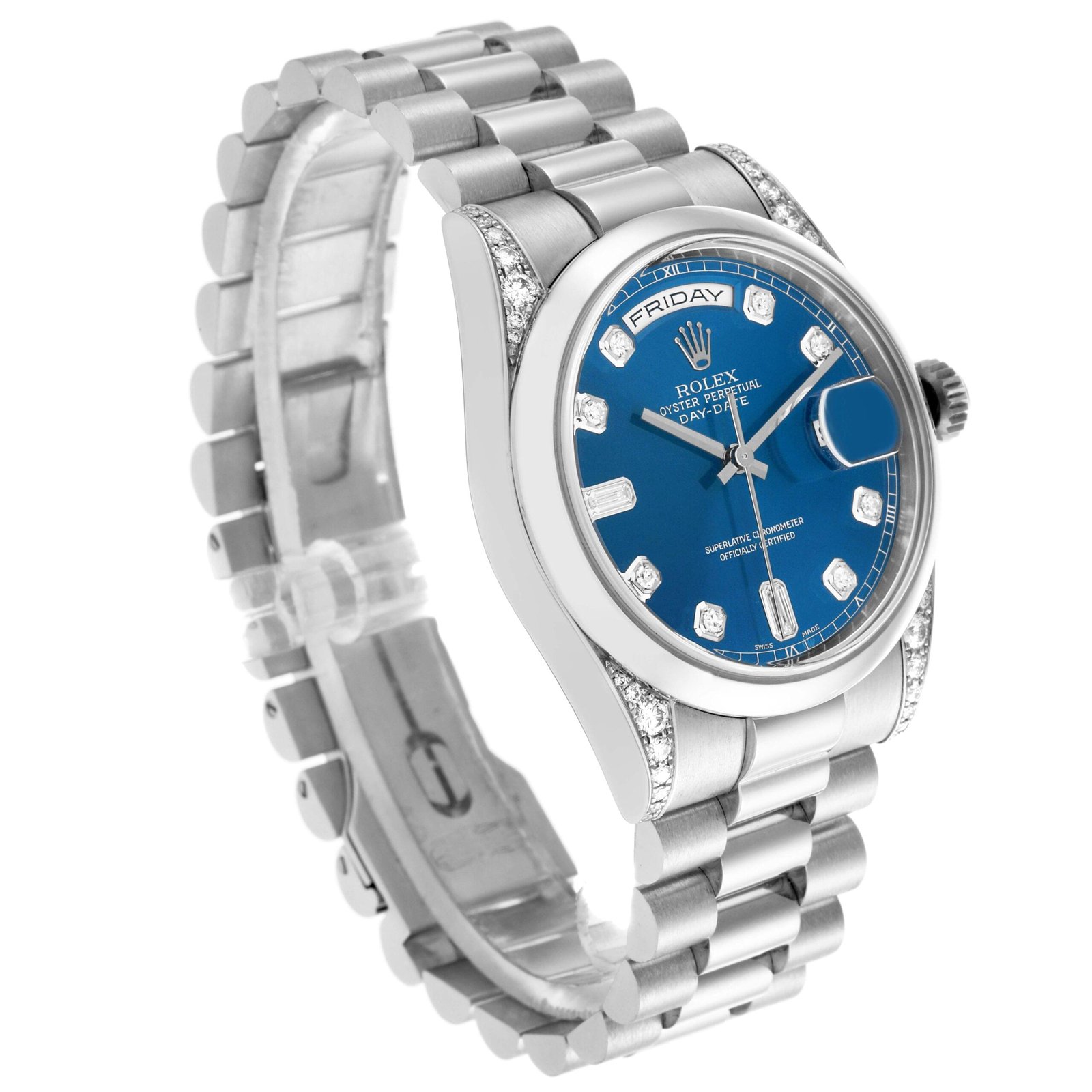 Rolex President Day-Date platine | cadran bleu et diamants – Image 2