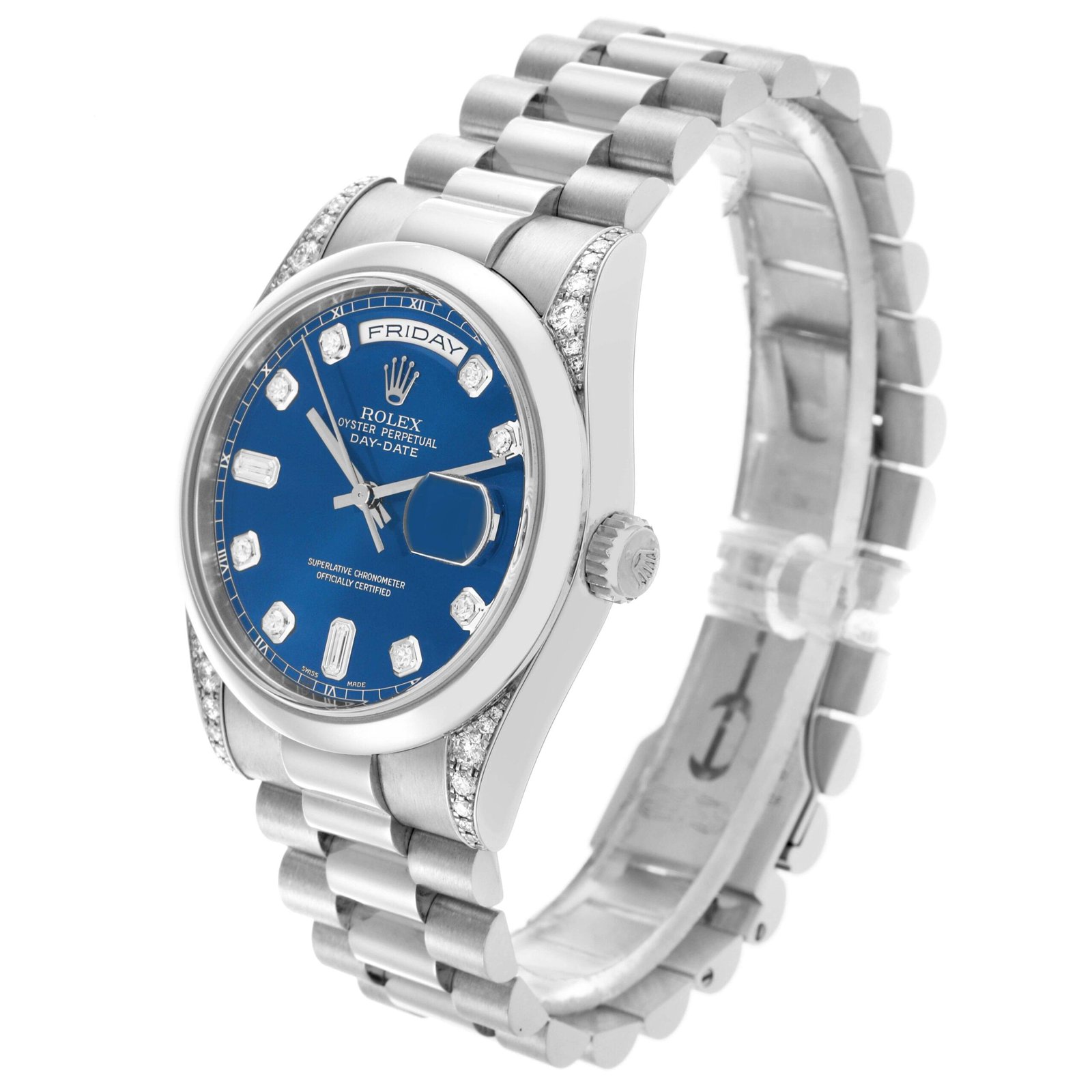 Rolex President Day-Date platine | cadran bleu et diamants – Image 3