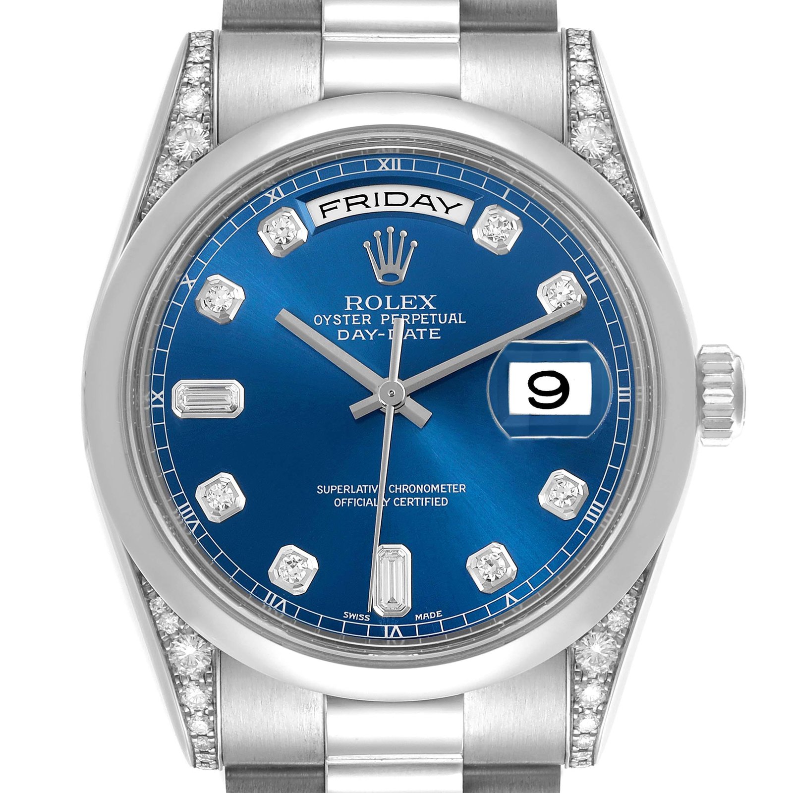 Rolex President Day-Date platine | cadran bleu et diamants – Image 4